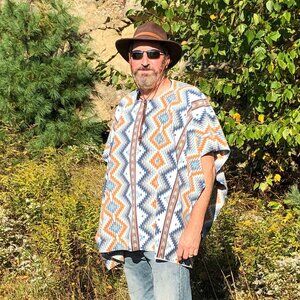 Southwest Navajo Sante Fe Poncho men women shawl cowl LUXE Fleece serape wrap